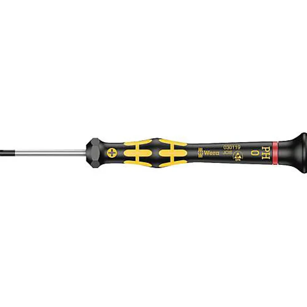 V33 Tournevis D'Électricien-Tournevis cruciforme antistatique PH 0 Wera 05030119001, lame 40 mm, long. totale 137 mm