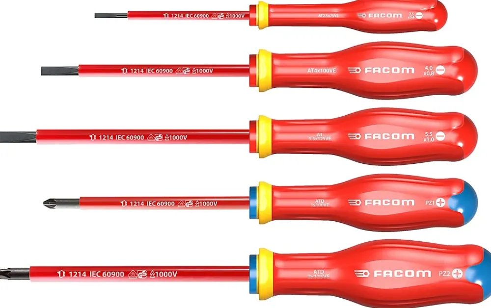 Facom Tournevis D'Électricien-Tournevis isolés 1000V - 5 pièces