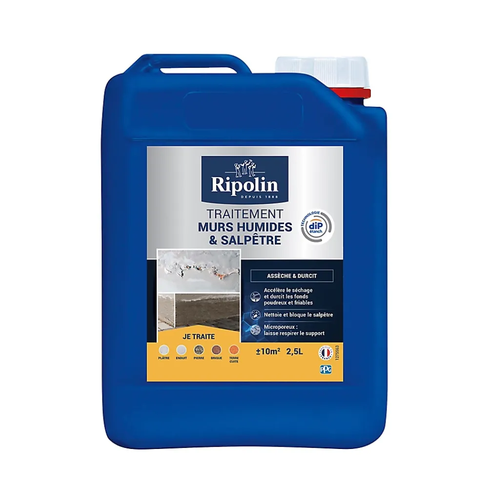 Ripolin Etanchéité Du Mur Intérieur-Traitement murs humides et salpêtre intérieur extérieur incolore 2,5L