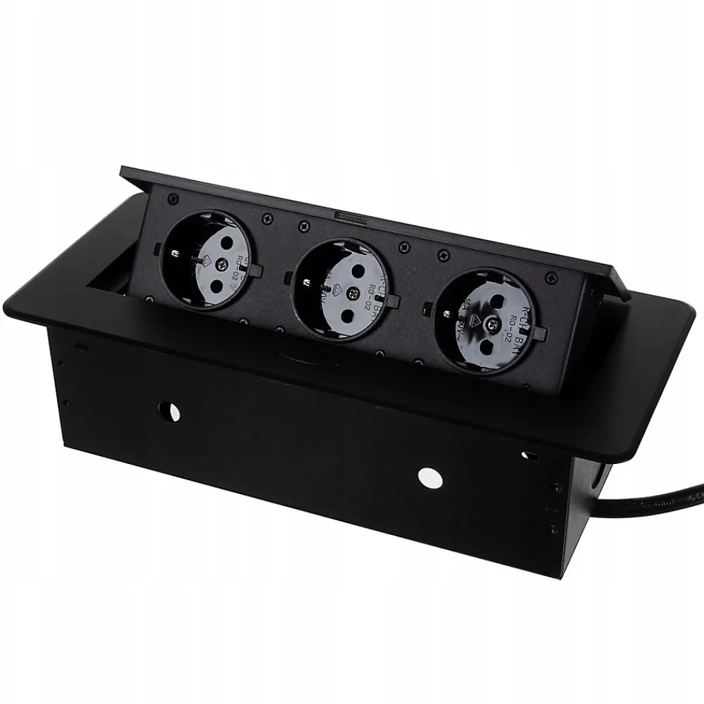 Importdistrib Prise Encastrable-Triple Prise Encastrable pour plan de travail 22 x 10,8 x 6,5 cm