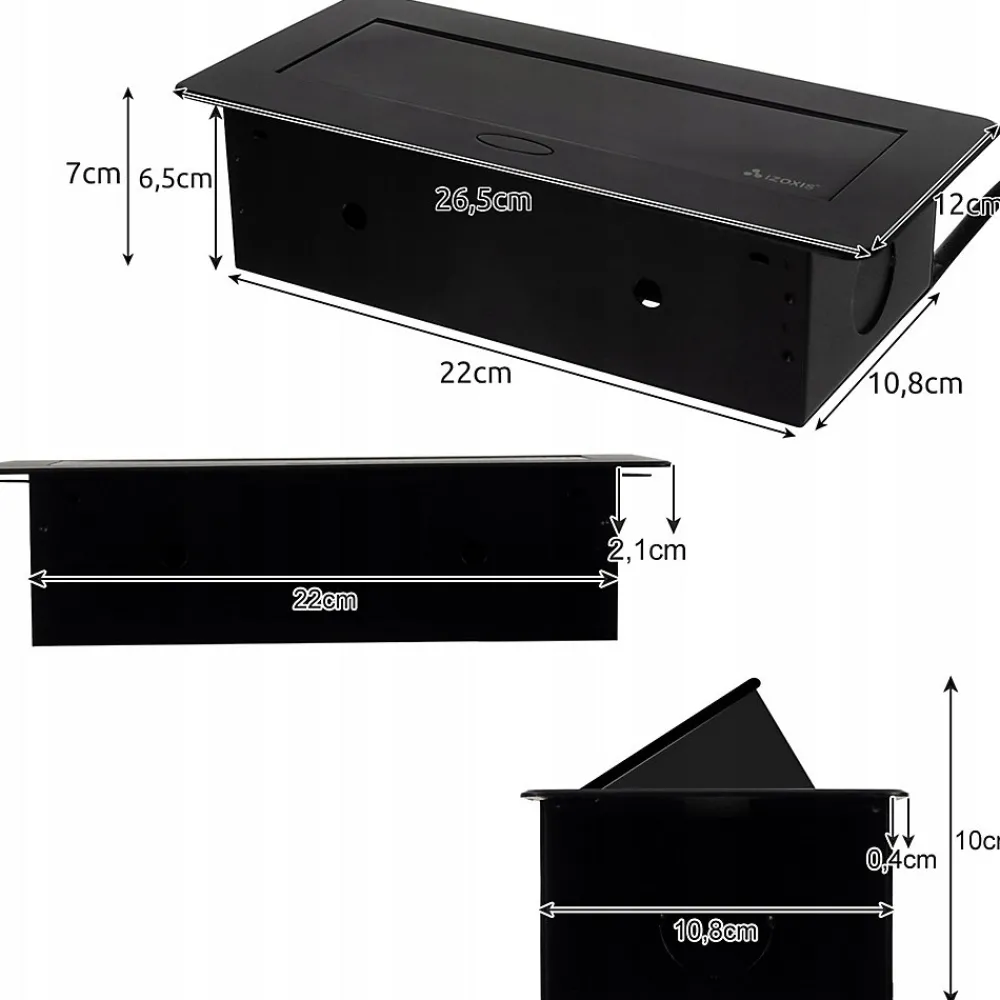 Importdistrib Prise Encastrable-Triple Prise Encastrable pour plan de travail 22 x 10,8 x 6,5 cm