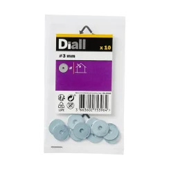 Diall Très Rondelles plates larges de réparation en acier au carbone ø 3mm - 10 pièces