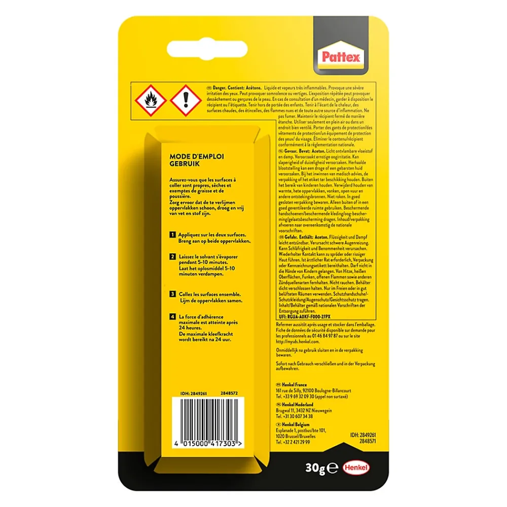 Pattex Colle|Colle Pour Cuir, Textile, Caoutchouc Et Plastique-Tube de colle pour cuir 30 ml