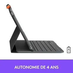 Logitech Étui Clavier Bluetooth Slim Folio iPad 10.2 AZERTY Gris