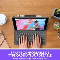 Logitech Étui Clavier Bluetooth Slim Folio iPad 10.2 AZERTY Gris