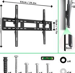 Duronic Support Tv-TVB123M Support TV mural pour écran de 23 à 55 pouces Inclinable Charge max 40 kg VESA 200 400 Télé LED LCD OLED