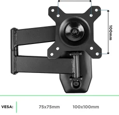 Duronic TVB1120 Support TV mural pour écran de 13 à 30 pouces Inclinable Charge max 18 kg VESA 75 100 Télé LED LCD OLED