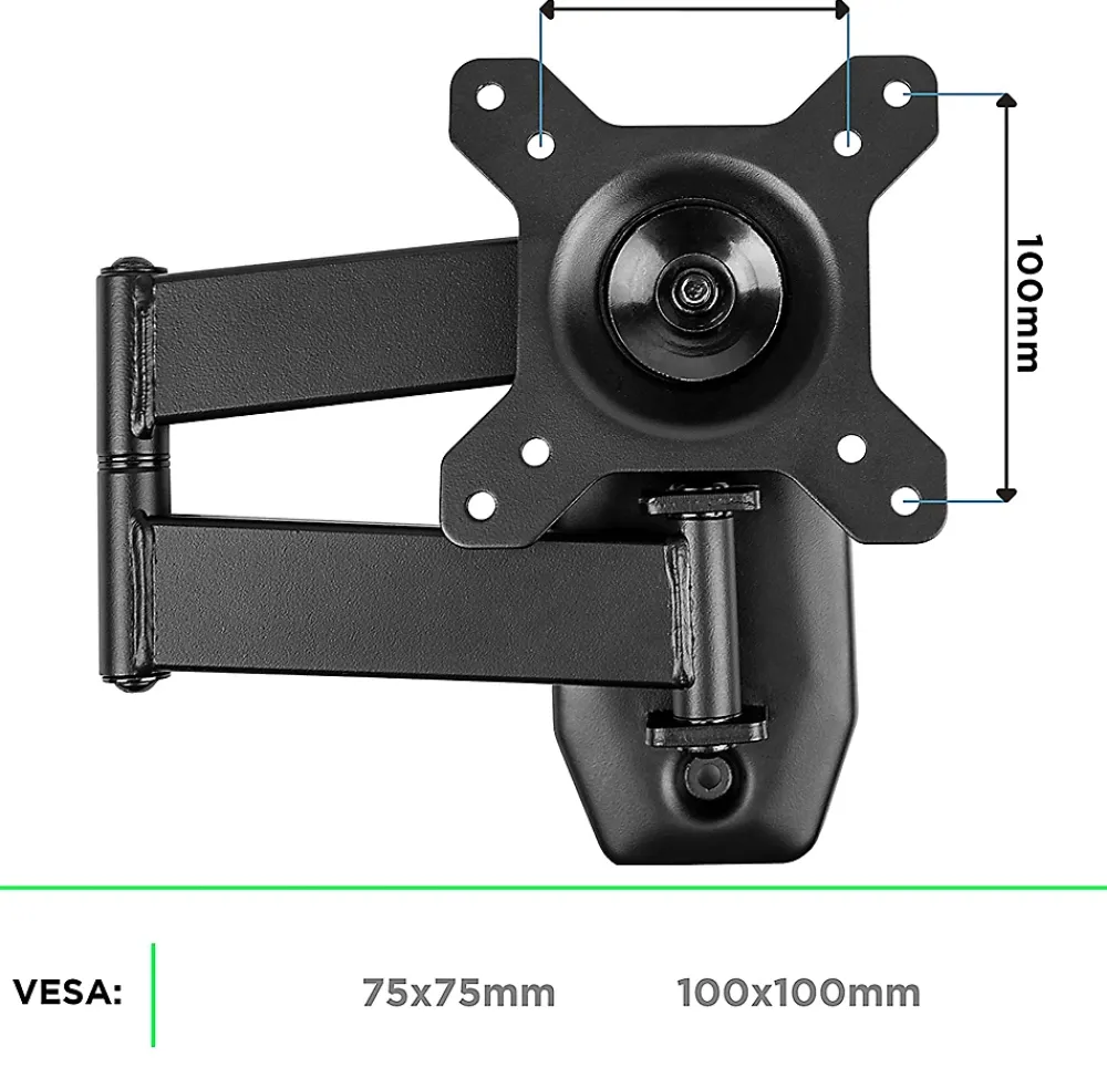 Duronic TVB1120 Support TV mural pour écran de 13 à 30 pouces Inclinable Charge max 18 kg VESA 75 100 Télé LED LCD OLED