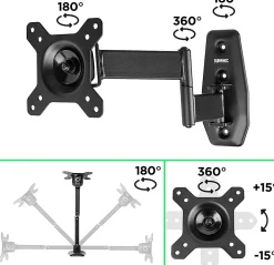 Duronic TVB1120 Support TV mural pour écran de 13 à 30 pouces Inclinable Charge max 18 kg VESA 75 100 Télé LED LCD OLED