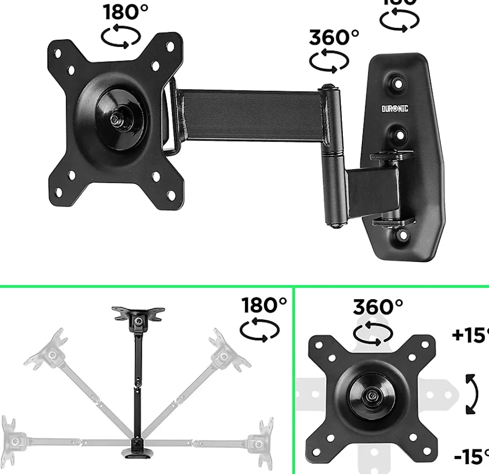 Duronic TVB1120 Support TV mural pour écran de 13 à 30 pouces Inclinable Charge max 18 kg VESA 75 100 Télé LED LCD OLED