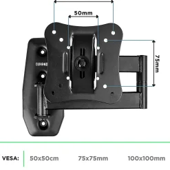 Duronic TVB0920 Support TV mural pour écran de 13 à 30 pouces Pivotant Inclinable Charge max 18 kg VESA 50 100 Télé LED LCD OLED