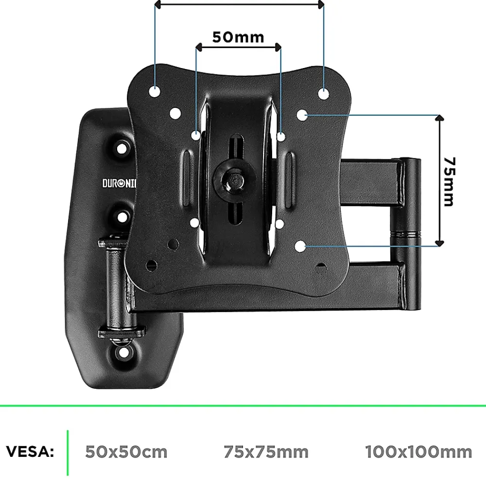Duronic TVB0920 Support TV mural pour écran de 13 à 30 pouces Pivotant Inclinable Charge max 18 kg VESA 50 100 Télé LED LCD OLED