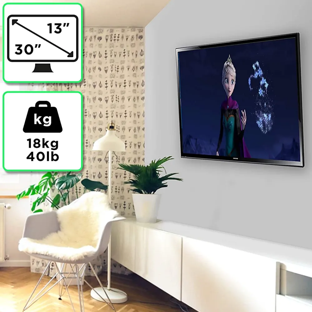Duronic TVB0920 Support TV mural pour écran de 13 à 30 pouces Pivotant Inclinable Charge max 18 kg VESA 50 100 Télé LED LCD OLED