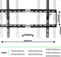 Duronic TVB777 Support TV mural pour écran de 33 à 60 pouces Inclinable Charge max 40 kg VESA 100 600 Télé LED LCD OLED