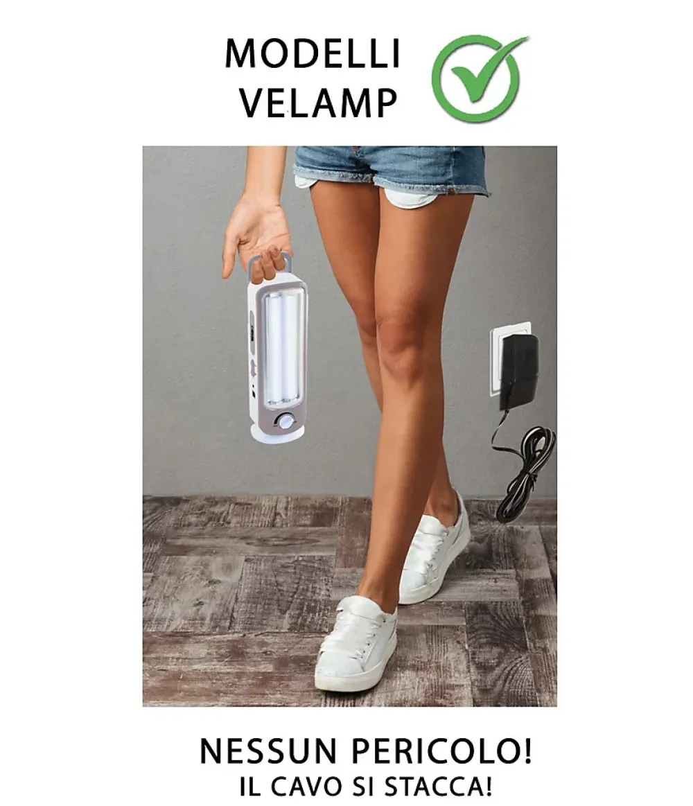 Velamp Lampe Torche-TWIX: Lampe portative rechargeable anti-coupures d'électricité, 2 tubes LED 300lm 23cm