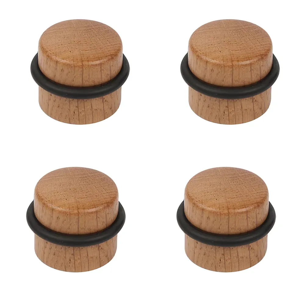 Nesu 4 Un. Butée de porte adhésive en bois de chêne naturel - Diamètre 37MM