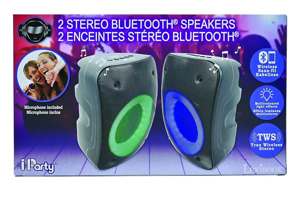 Lexibook Enceinte, Écouteur Et Casque-Une paire d'Enceintes Stereo Puissantes Bluetooth iParty