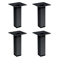 Nesu Pied De Meuble-4 un. Pied carré pour meuble en acier 25x25mm hauteur 100mm peinture noire avec embout