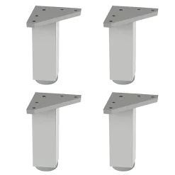 Nesu Pied De Meuble-4 un. Pied carré pour meuble en aluminium 40x40mm hauteur 100mm aluminium mat avec régulateur de nivellement