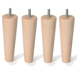 Nesu 4un. Pied de meuble nordique pied conique en bois de hêtre naturel non vernis. Hauteur 150mm