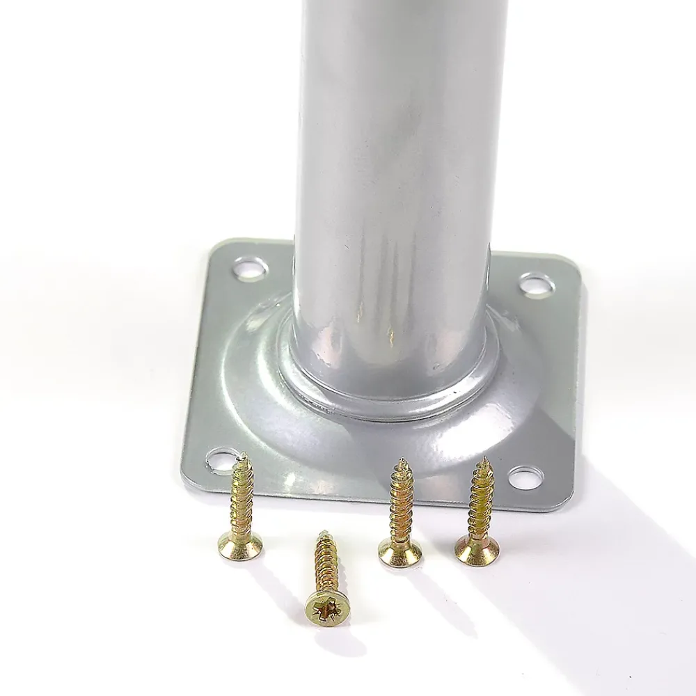 Nesu Pied De Meuble-4 un. Pied rond pour meuble en acier, diamètre 30 mm, hauteur 100 mm, peinture aluminium avec régulateur de nivellement 15-25 mm