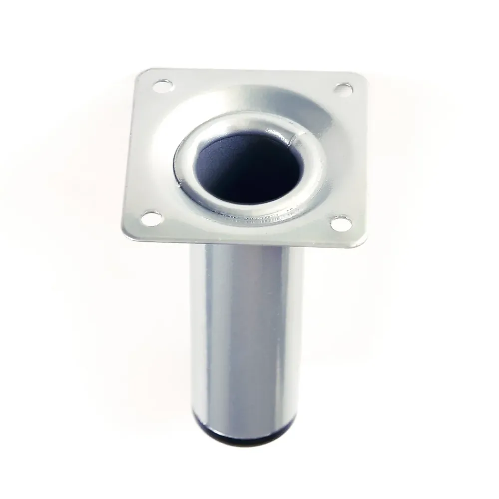 Nesu Pied De Meuble-4 un. Pied rond pour meuble en acier, diamètre 30 mm, hauteur 100 mm, peinture aluminium avec régulateur de nivellement 15-25 mm