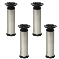 Nesu 4 un. Pied rond pour meuble en aluminium diamètre 40mm hauteur 120mm inox avec régulateur de hauteur supérieur