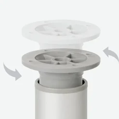 Nesu 4 un. Pied rond pour meuble en aluminium diamètre 40mm hauteur 120mm inox avec régulateur de hauteur supérieur