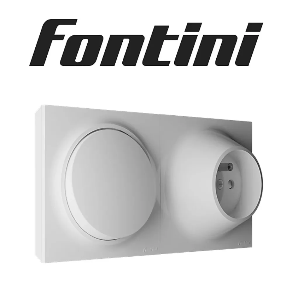 Fontini Interrupteur En Saillie-Va et vient + prise 2 pôles+terre Neo Evo blanc