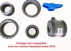 Fitt Vanne D'Arrêt-Vanne Interplast 50mm à coller double union démontable 5cm 50 mm PN16 PVC Pression Piscine