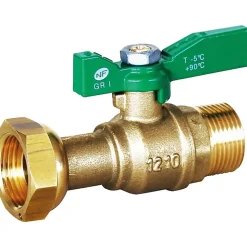 Sferaco Vanne à sphère laiton droite pour compteur - Mâle 1/2' - Ecrou prisonnier 3/4'