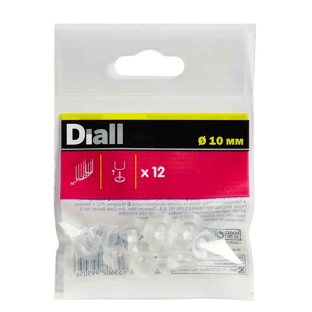 Diall Ventouse 10 mm x12, transparent