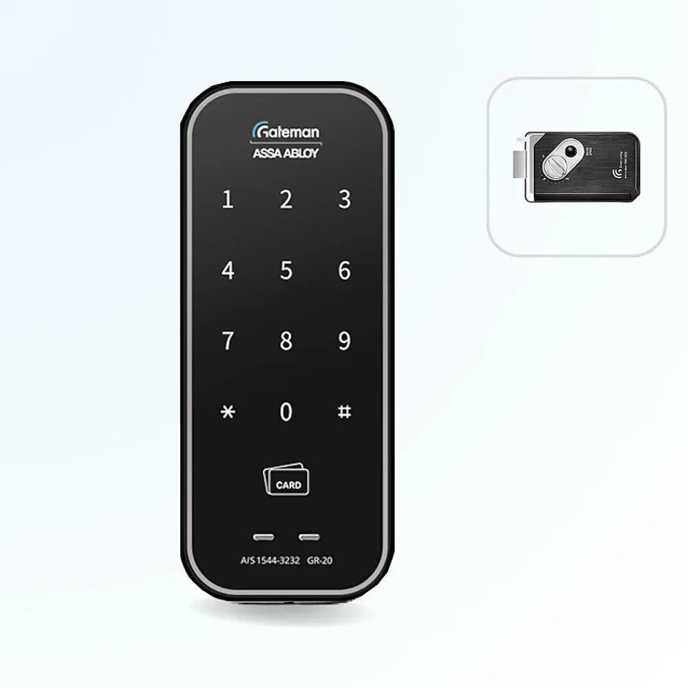 Assa Abloy Serrure Connectée-Verrou à badge et code gateman gr20 - gris