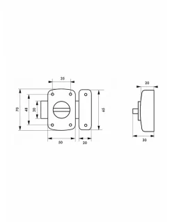 Thirard Verrou De Porte-Verrou à bouton Alouette pour porte intérieure, 50mm, acier, époxy argent -