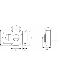 Thirard Verrou De Porte-Verrou à bouton Alouette pour porte intérieure, 40mm, acier, époxy argent -
