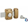 Thirard Verrou De Porte-Verrou à bouton Apache pour porte de garage, cylindre 40mm, pêne 160mm, acier, 3 clés, époxy or -