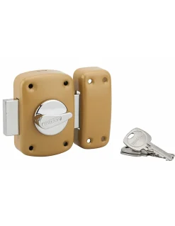 Thirard Verrou De Porte-Verrou à bouton Corvette pour porte d'entrée, cylindre 60mm, acier, 3 clés, époxy bronze -