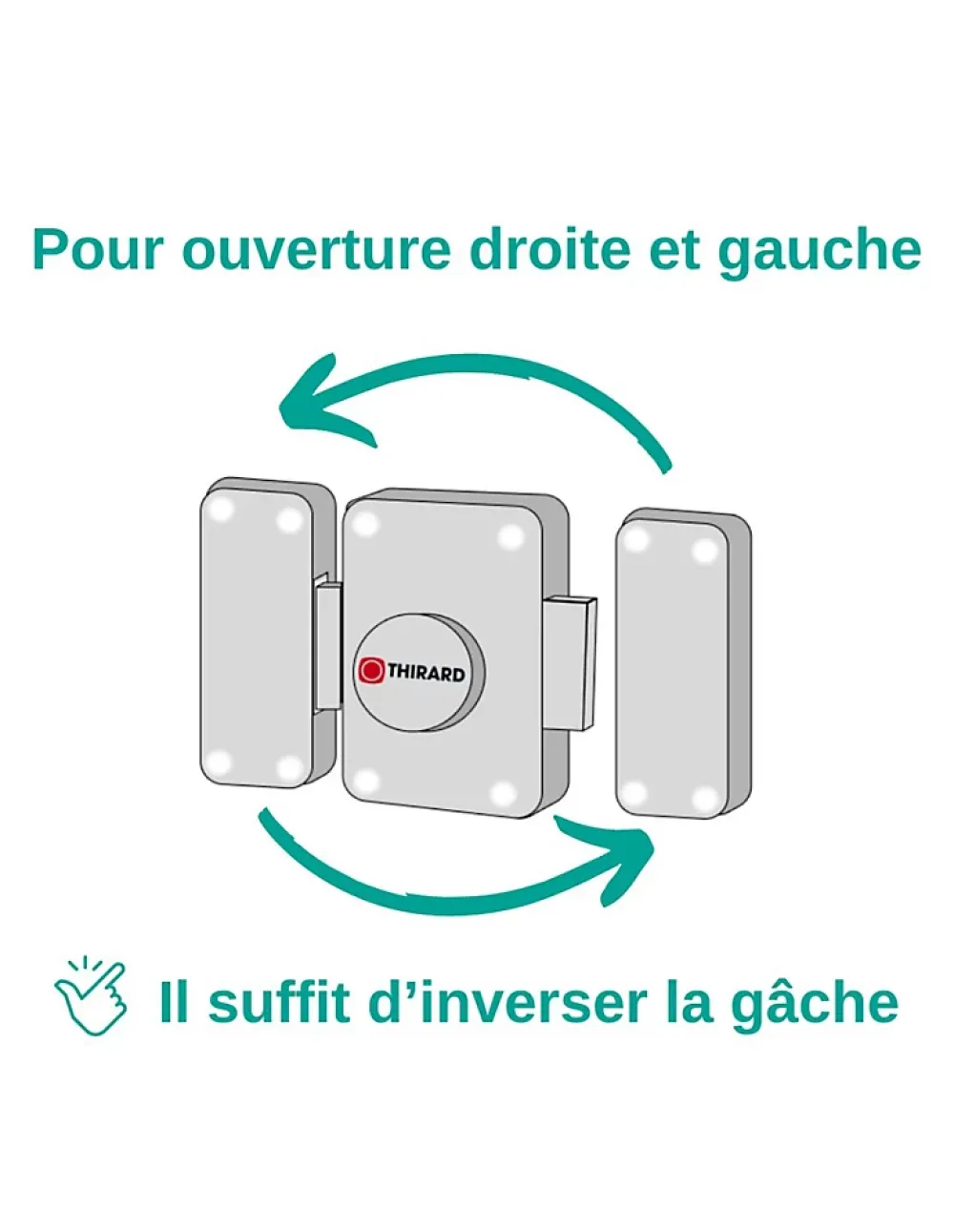 Thirard Verrou De Porte-Verrou à bouton Corvette pour porte d'entrée, cylindre 60mm, acier, 3 clés, époxy bronze -