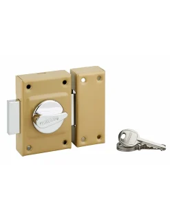 Thirard Verrou De Porte-Verrou à bouton Etendard pour porte d'entrée, cylindre 40mm, acier, 3 clés, époxy bronze -