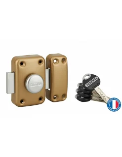 Thirard Verrou à bouton Federal pour porte d'entrée, cylindre 45mm, acier, 4 clés, époxy noir -