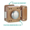 Thirard Verrou à bouton Rafale pour porte d'entrée, cylindre 45mm, acier, 3 clés, époxy bonze -