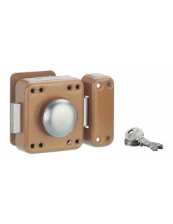 Thirard Verrou à bouton Rafale pour porte d'entrée, cylindre 45mm, acier, 3 clés, époxy bonze -