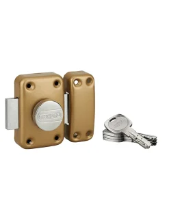 Thirard Verrou De Porte-Verrou à bouton Transit 2 pour porte d'entrée, cylindre 80mm, 4 clés, époxy or -