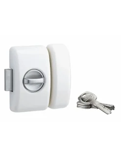 Thirard Verrou De Porte-Verrou à bouton Universel pour porte d'entrée, cylindre 45mm, acier, 4 clés, epoxy blanc -