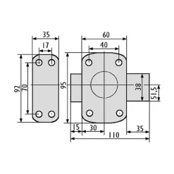 Vachette Verrou Cyclop à bouton cylindre ø23 x l. 45 mm, 3 clés
