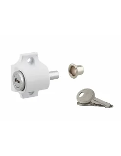 Thirard Verrou Et Loquet De Fenêtre-Verrou à cylindre pour baie coulissante, pêne poussoir, blanc, 2 clés -