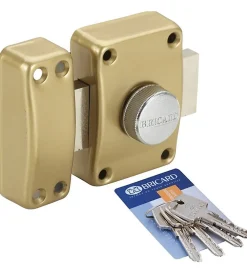 Autres Verrou de sécurité pour porte à bouton et clé Bricard Cylindre Astral 42 mm 3 clés Avec contre plaque