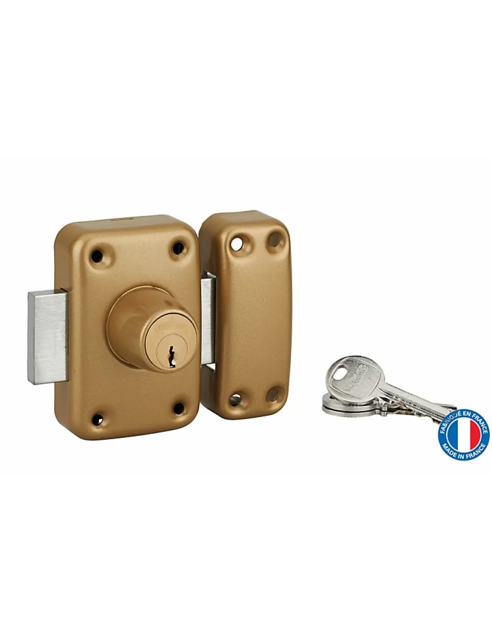 Thirard Verrou De Porte-Verrou double entrée Apache pour porte d'entrée, cylindre 50mm, acier, 3 clés, époxy or -