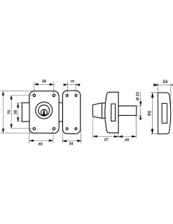 Thirard Verrou double entrée Apache pour porte d'entrée, cylindre 40mm, acier, 3 clés, époxy or -