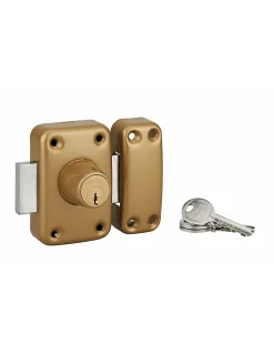 Thirard Verrou De Porte-Verrou double entrée Apache pour porte d'entrée, cylindre 60mm, acier, 3 clés, époxy or -